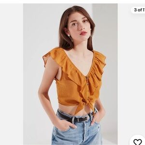 Urban Outfitters Mari Ruffle Tie-Front Top